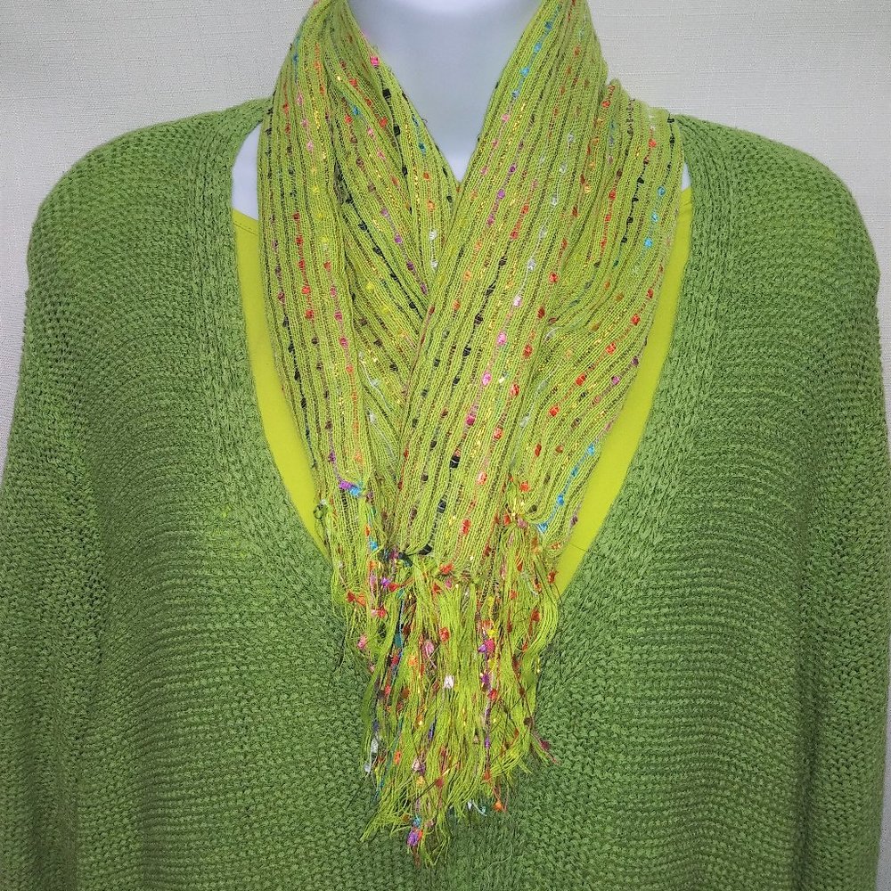 Woman's my T-022- 3 Pc Green Set: Cardigan & Scarf